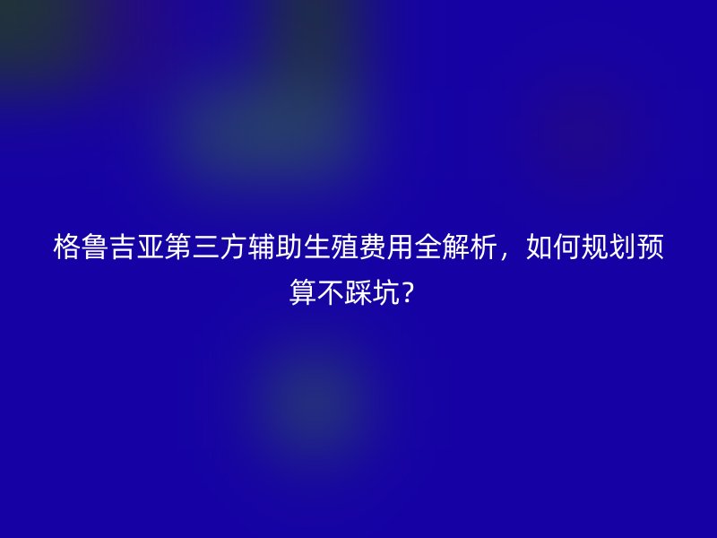 格鲁吉亚第三方辅助生殖费用全解析,如何规划预算不踩坑?