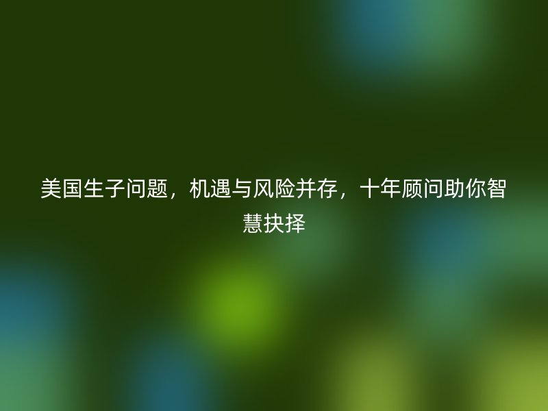 美国生子问题,机遇与风险并存,十年顾问助你智慧抉择