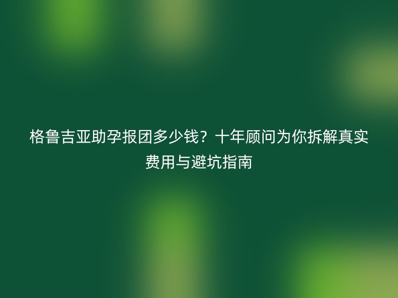 格鲁吉亚助孕报团多少钱？十年顾问为你拆解真实费用与避坑指南