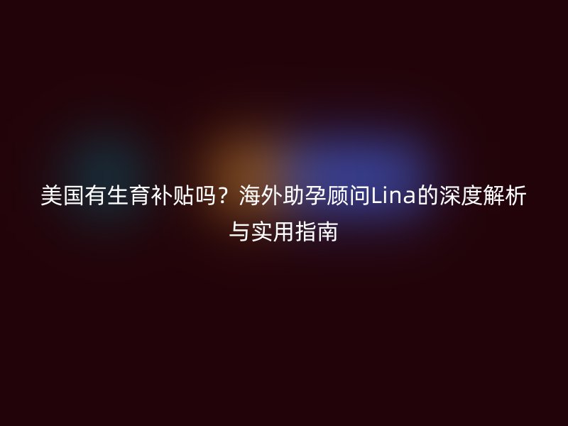 美国有生育补贴吗？海外助孕顾问Lina的深度解析与实用指南