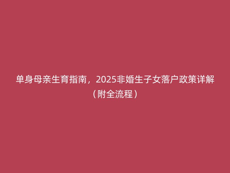 <a href='/tags/30_1.html' target='_blank'><u>单身</u></a>母亲生育指南，2025非婚生子女落户政策详解（附全流程）