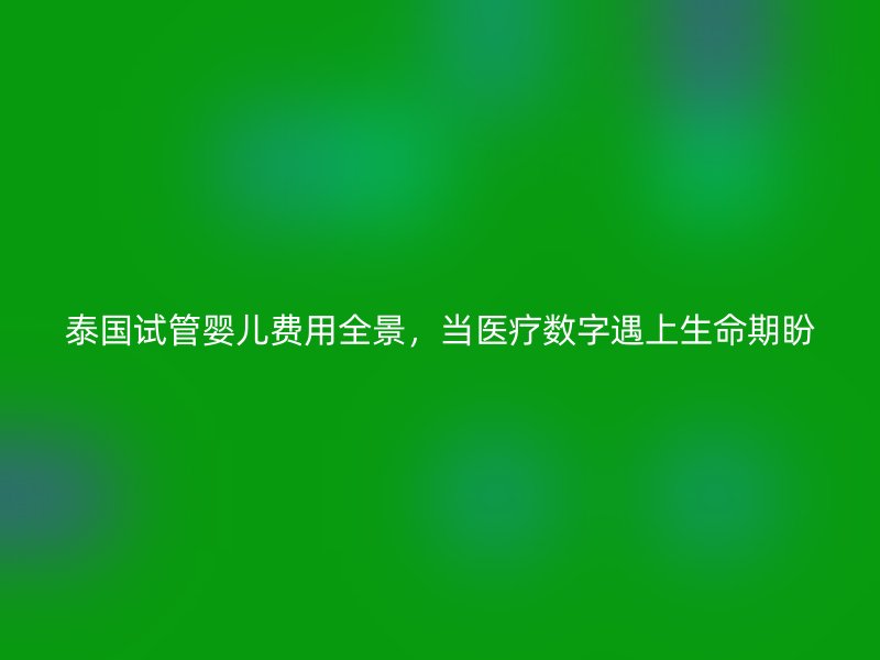 泰国试管婴儿费用全景，当医疗数字遇上生命期盼