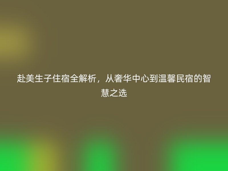 赴美生子住宿全解析，从奢华中心到温馨民宿的智慧之选
