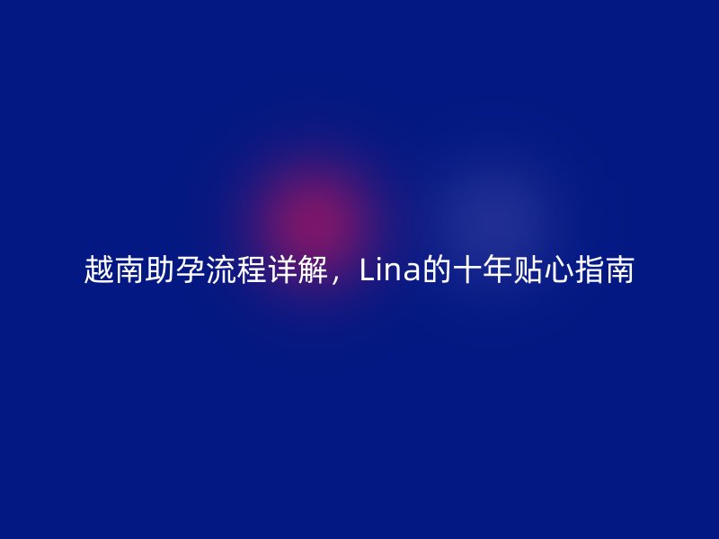 越南助孕流程详解,Lina的十年贴心指南