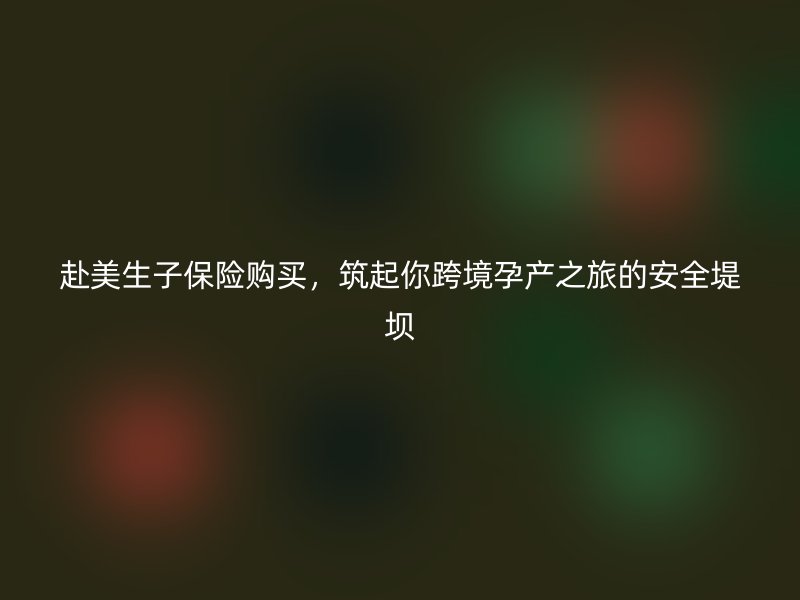 赴美生子保险购买，筑起你跨境孕产之旅的安全堤坝