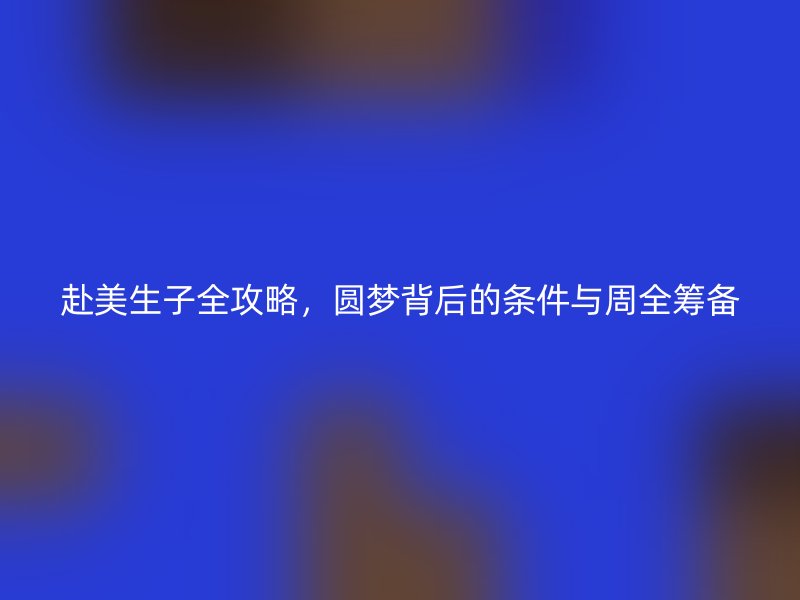 赴美生子全攻略,圆梦背后的条件与周全筹备