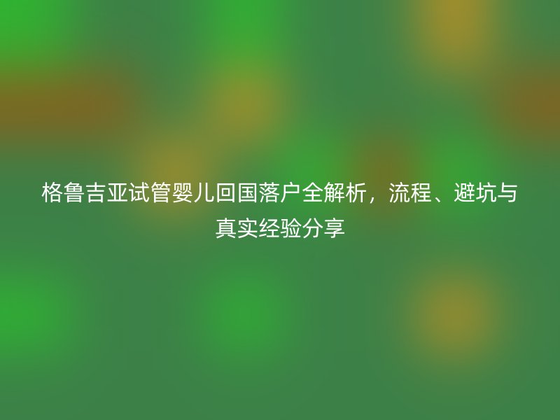 格鲁吉亚试管婴儿回国落户全解析，流程、避坑与真实经验分享
