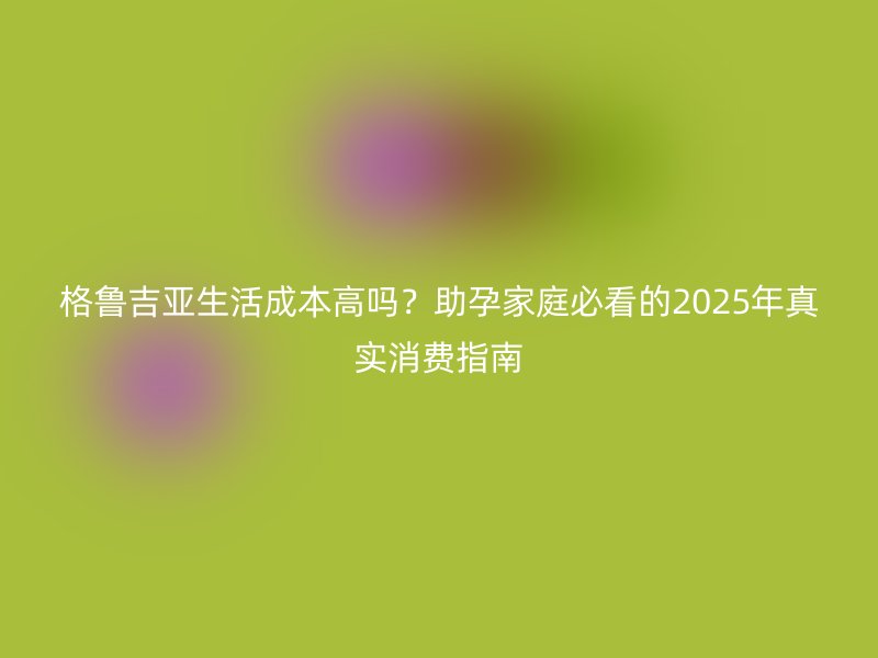 格鲁吉亚生活成本高吗？助孕家庭必看的2025年真实消费指南