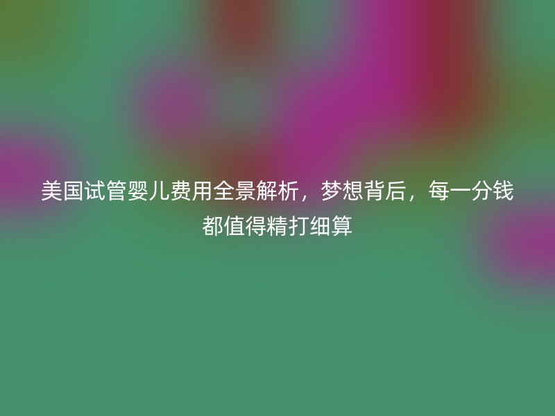 美国试管婴儿费用全景解析，梦想背后，每一分钱都值得精打细算