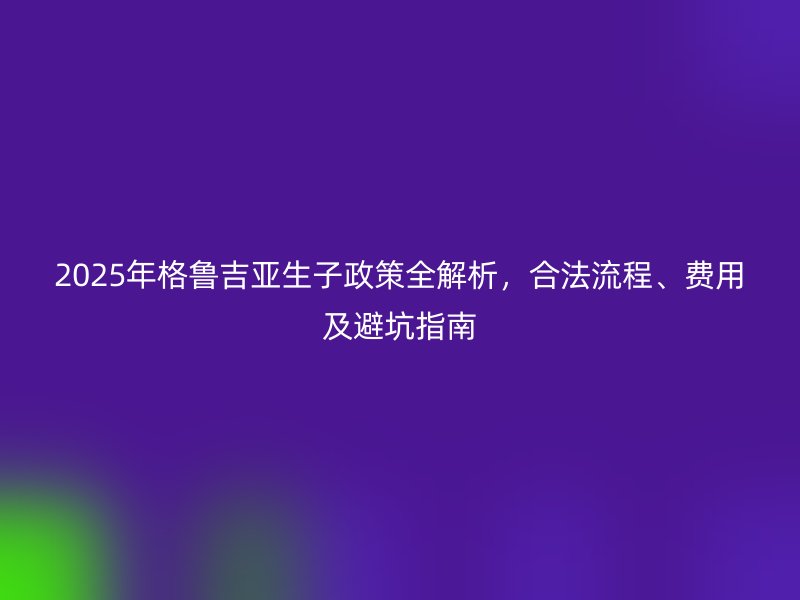 2025年格鲁吉亚生子政策全解析，合法流程、费用及避坑指南
