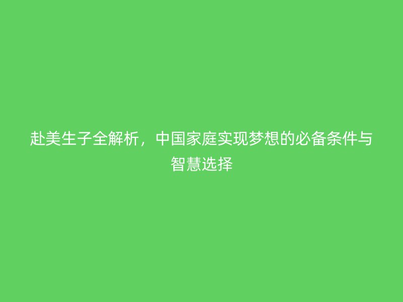 赴美生子全解析，中国家庭实现梦想的必备条件与智慧选择