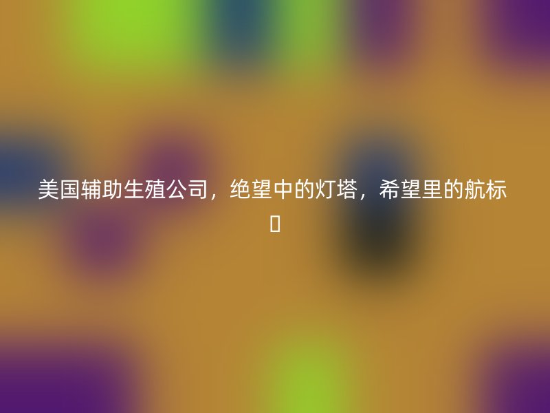 美国辅助生殖公司，绝望中的灯塔，希望里的航标 ✨