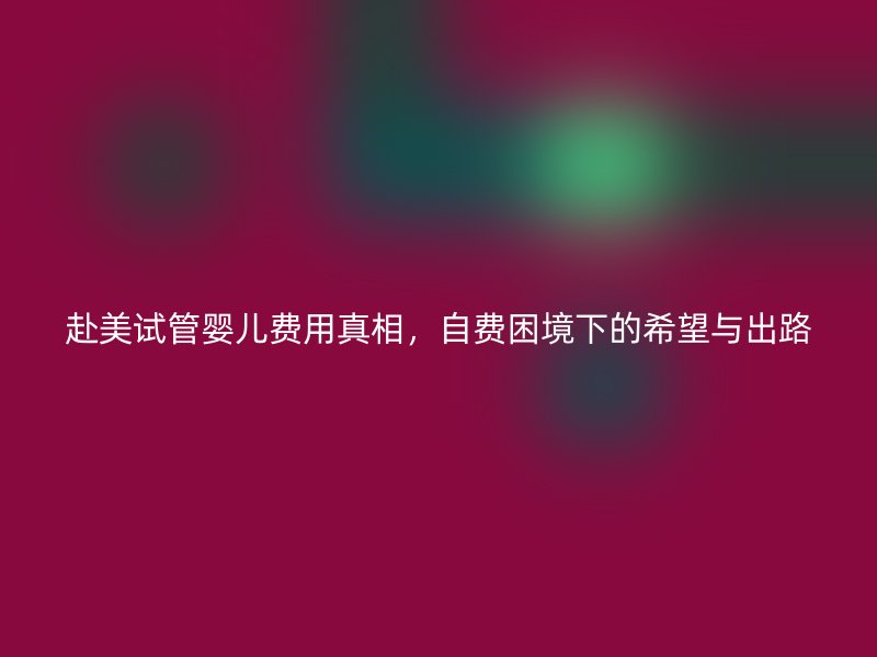 赴美试管婴儿费用真相,自费困境下的希望与出路