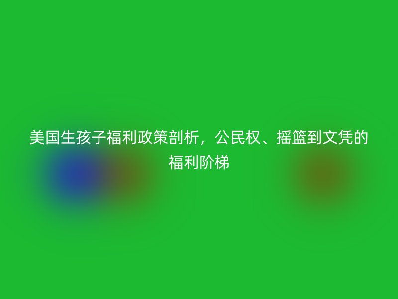 美国生孩子福利政策剖析，公民权、摇篮到文凭的福利阶梯