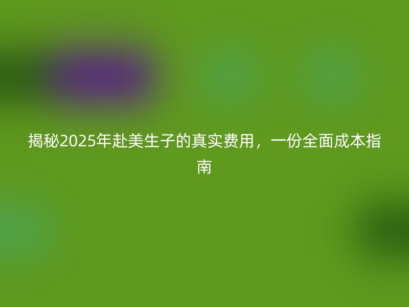 揭秘2025年赴美生子的真实费用,一份全面成本指南