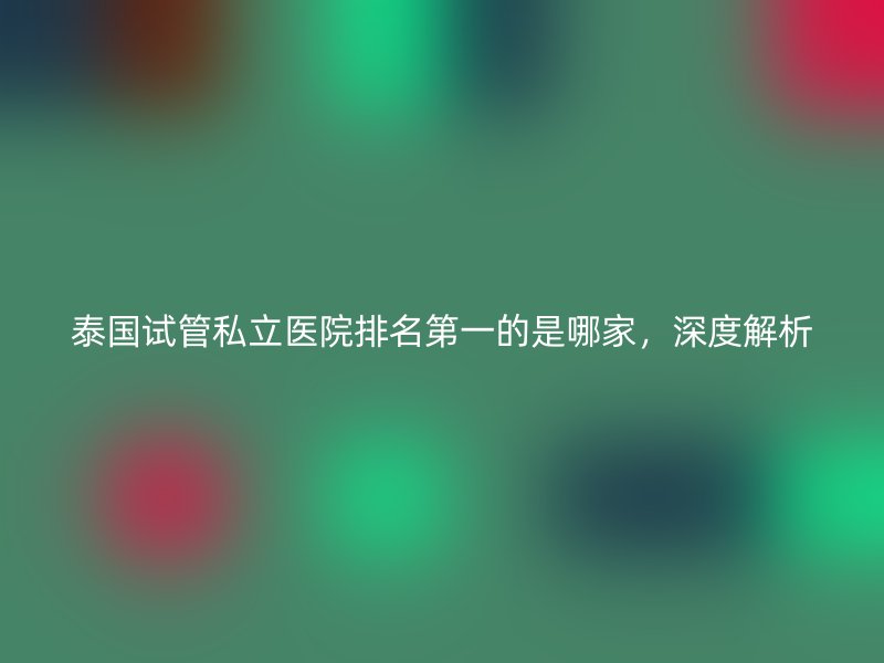 泰国试管私立医院排名第一的是哪家，深度解析
