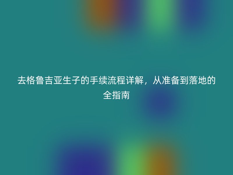 去格鲁吉亚生子的手续流程详解,从准备到落地的全指南
