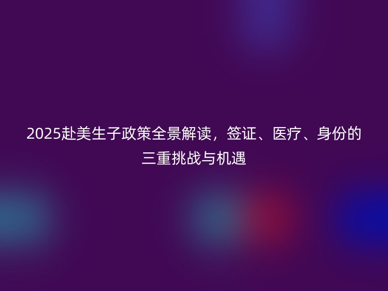 2025赴美生子政策全景解读，签证、医疗、身份的三重挑战与机遇