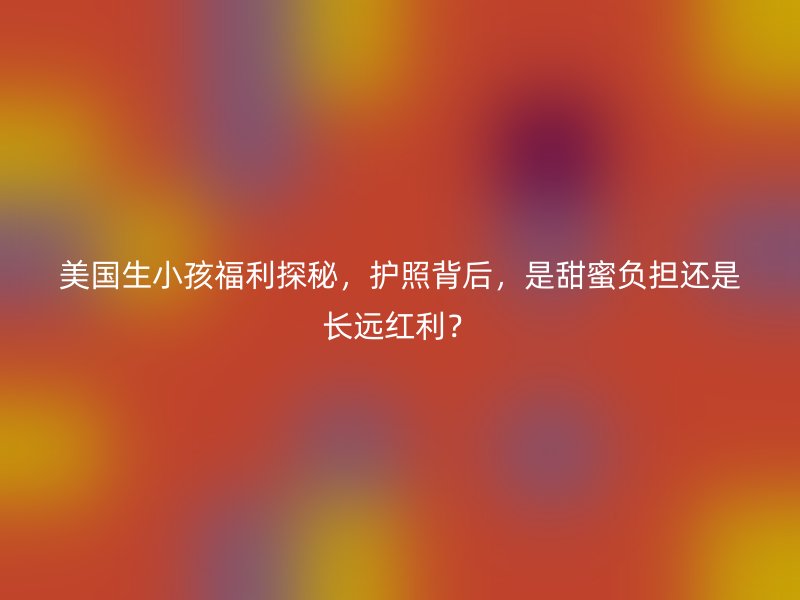 美国生小孩福利探秘，护照背后，是甜蜜负担还是长远红利？