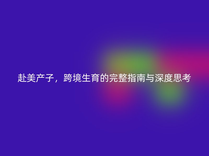 赴美产子，跨境生育的完整指南与深度思考
