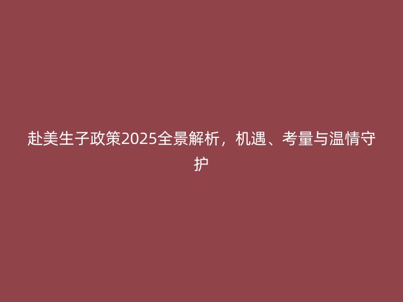 赴美生子政策2025全景解析，机遇、考量与温情守护