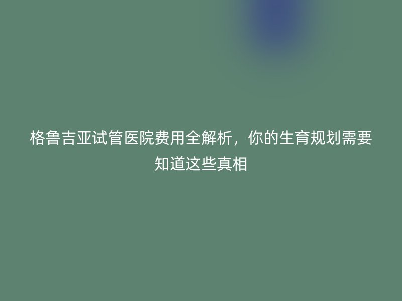 格鲁吉亚<a href='/' target='_blank'><u>试管医院</u></a>费用全解析，你的生育规划需要知道这些真相