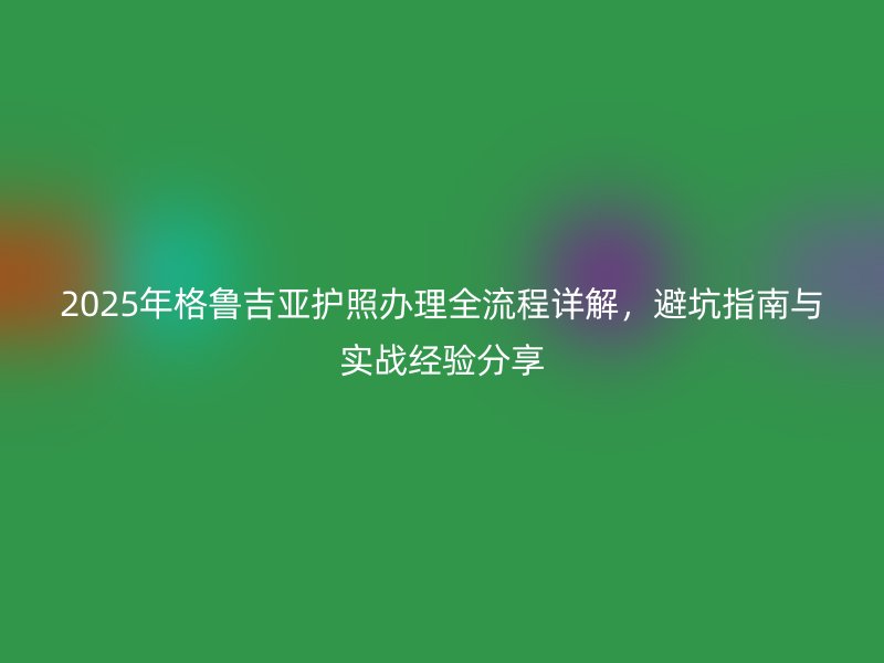 2025年格鲁吉亚护照办理全流程详解，避坑指南与实战经验分享