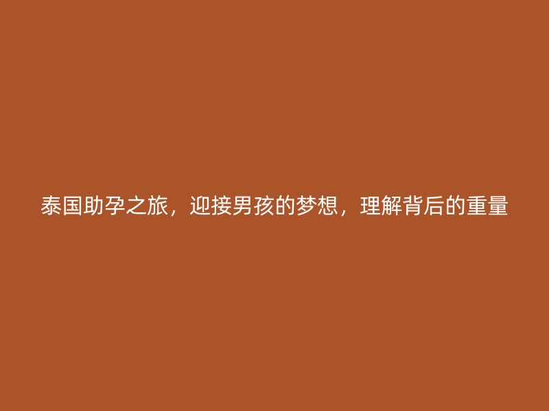泰国助孕之旅，迎接男孩的梦想，理解背后的重量